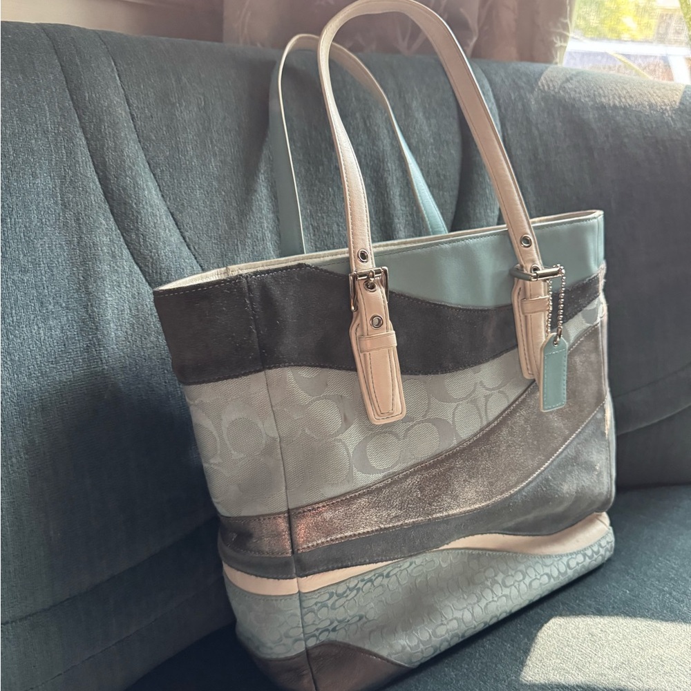 Coach Shoulder Bag “Blue Wave pattern”